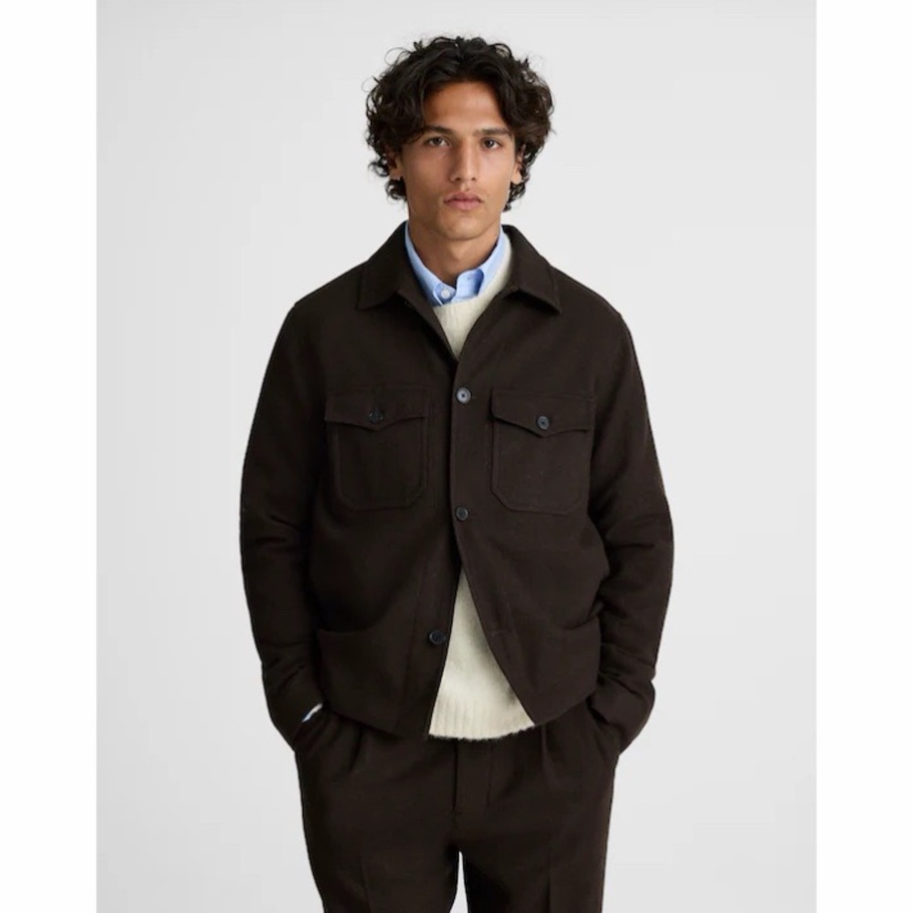 NWT! Madewell - Patch-Pocket Shirt-Jacket in Wool Blend - Chocolate - Small